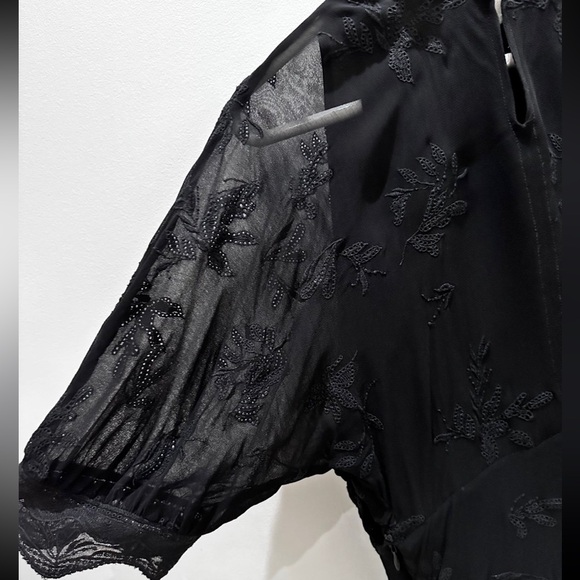 IRO Leine rochet-trimmed Broderie Anglaise Chiffon Mini Dress Black 40 - Picture 3 of 7